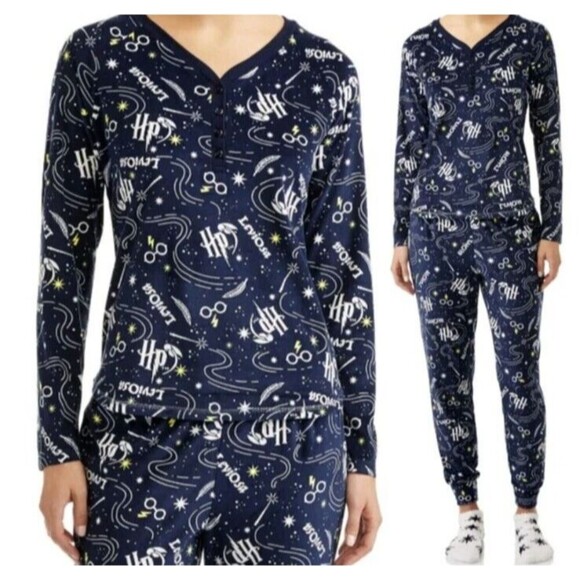 Wizarding World Women's Harry Potter Cozy 2-Piece Pajama Set SZ M Soft Lounge - Picture 2 of 5